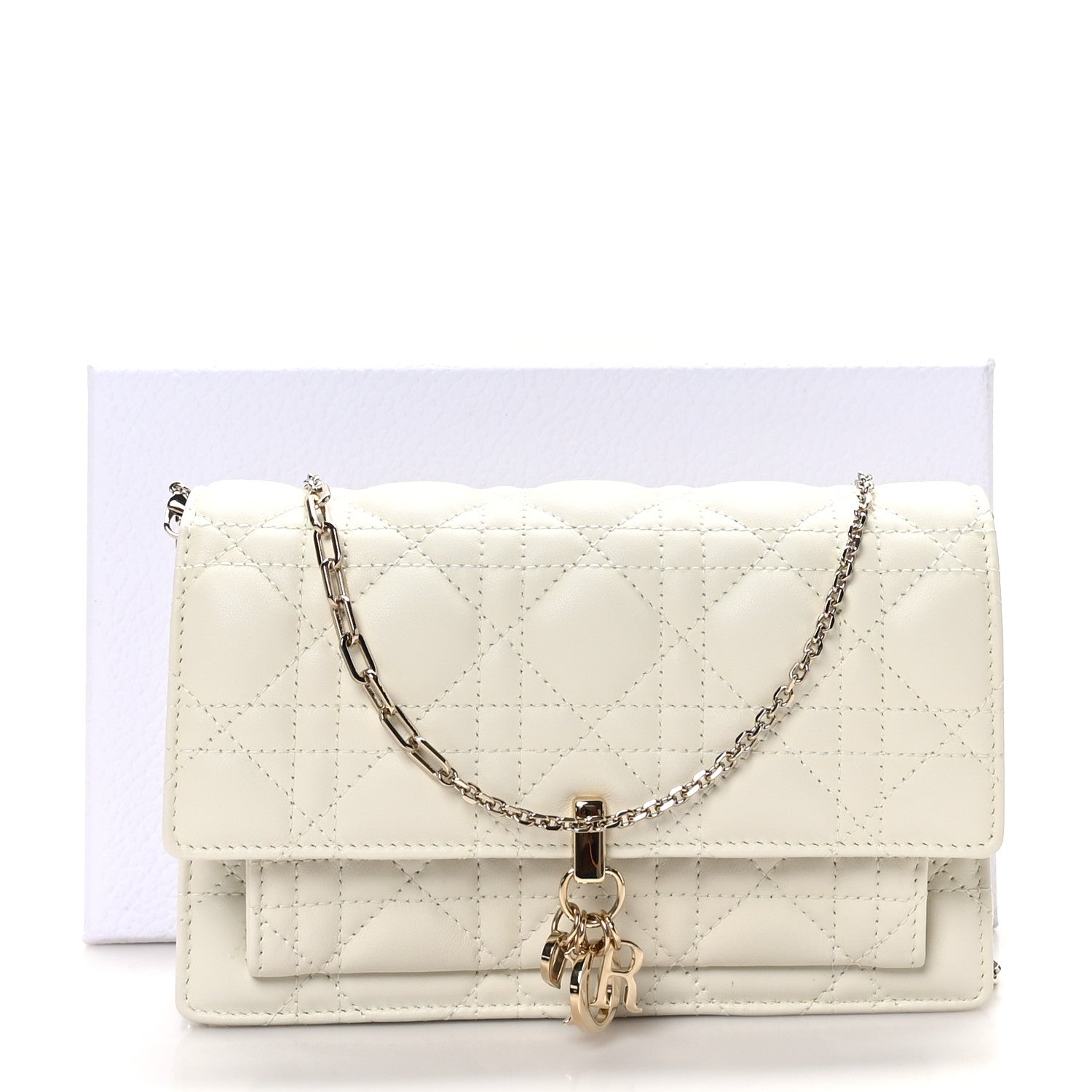 Christian Dior Lambskin Cannage Chain My Dior Daily Chain Pouch Latte 10 of 10