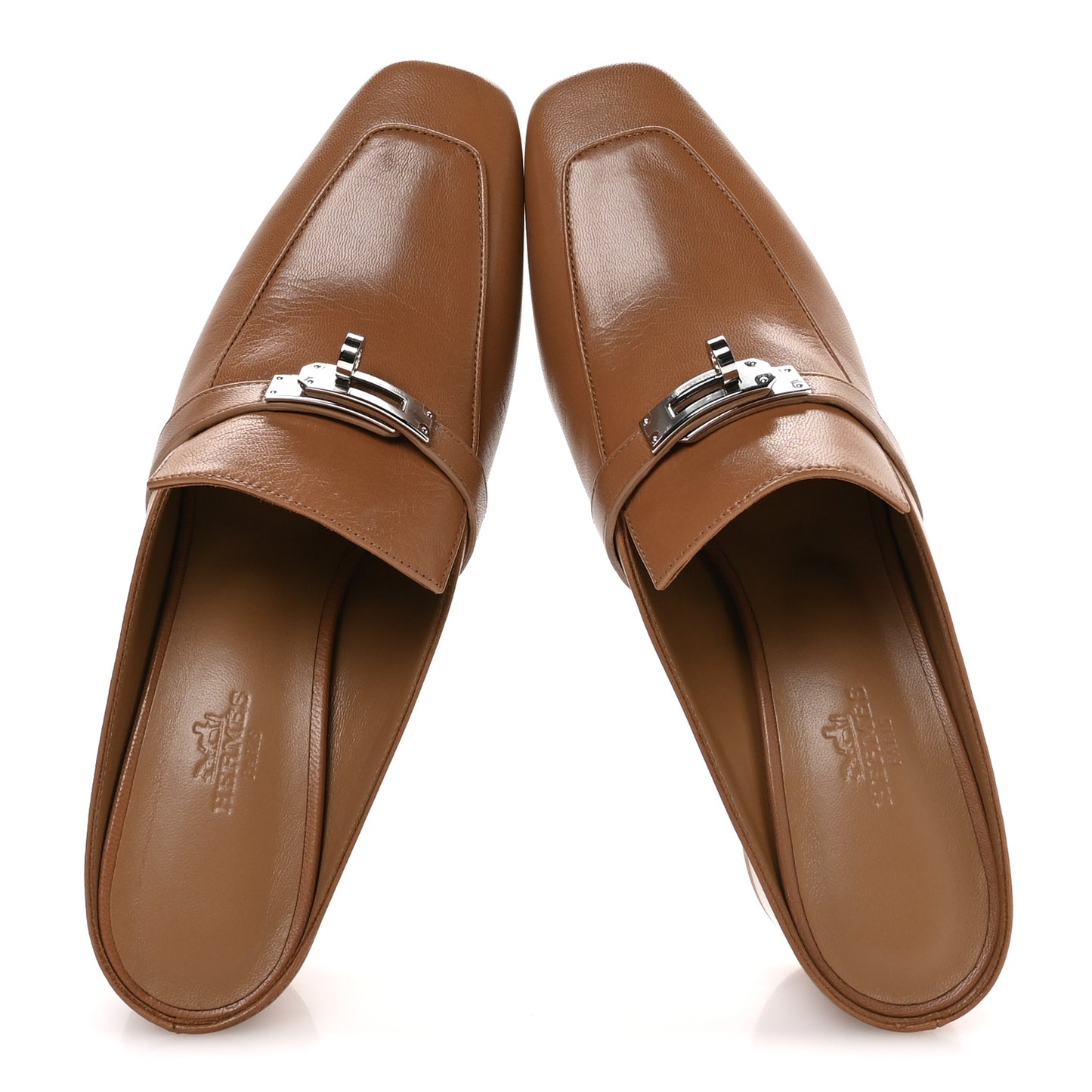 Goatskin Blossom Mules 38.5 Marron Havane