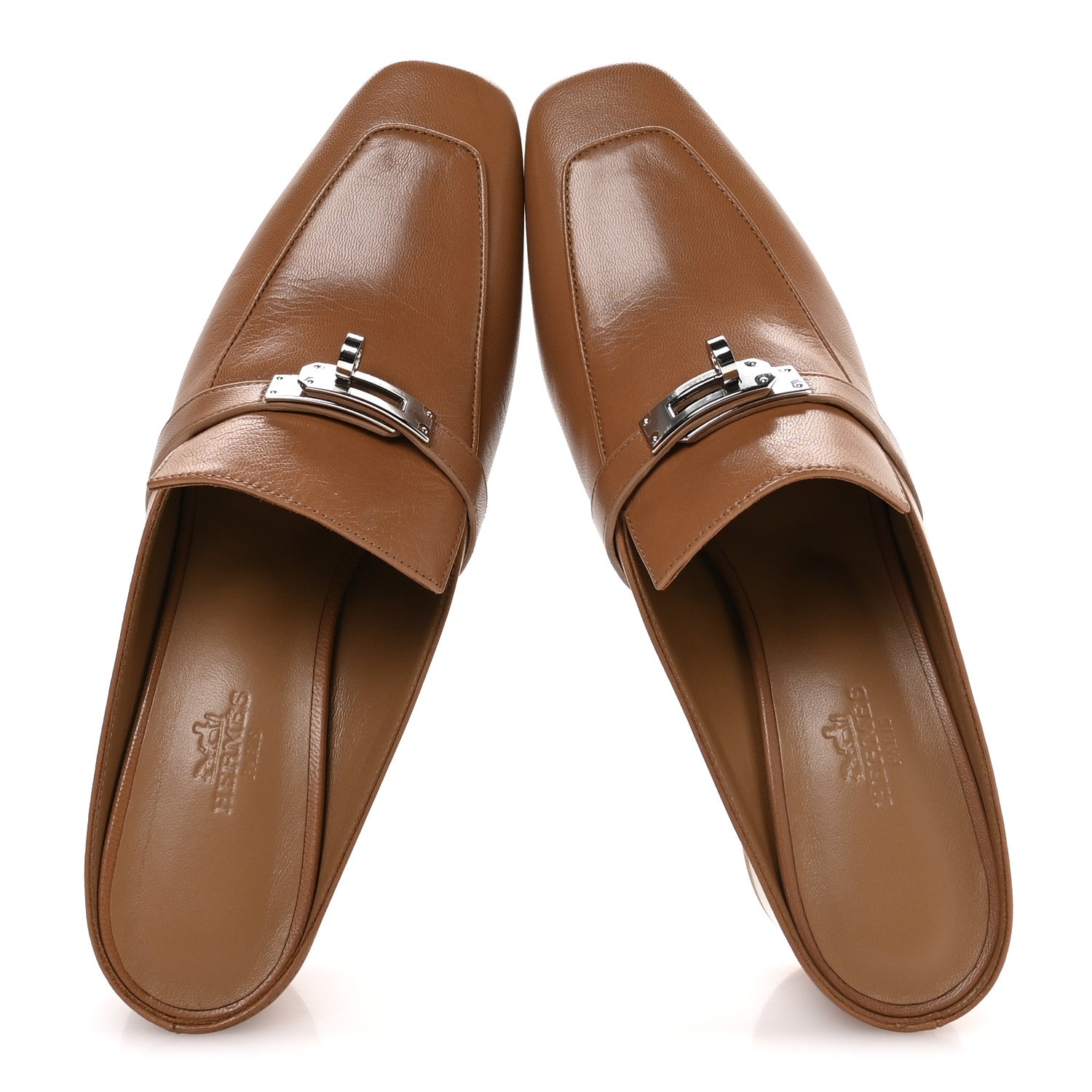 Hermes Goatskin Blossom Mules 38.5 Marron Havane 2 of 9