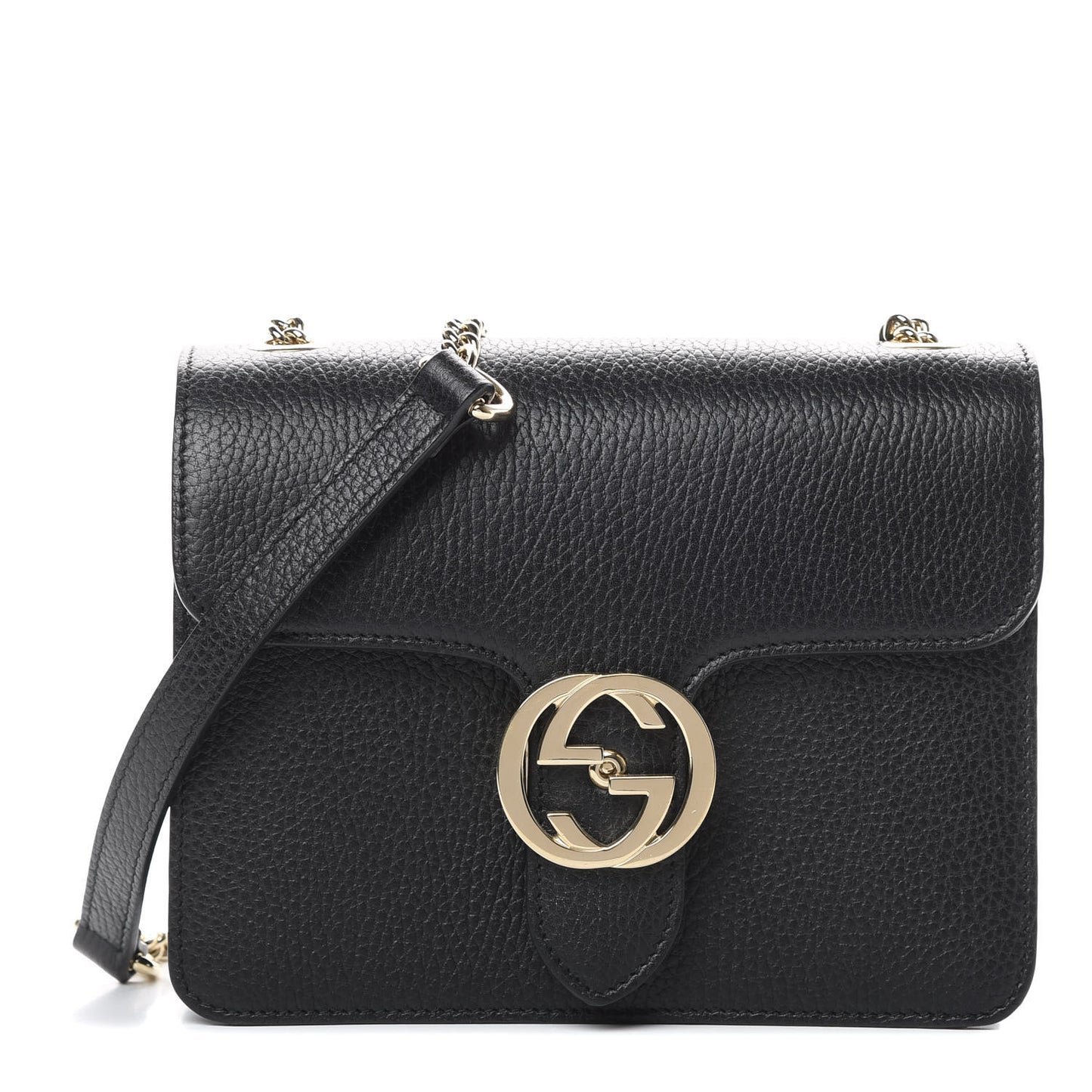 Dollar Calfskin Small Interlocking G Shoulder Bag Black