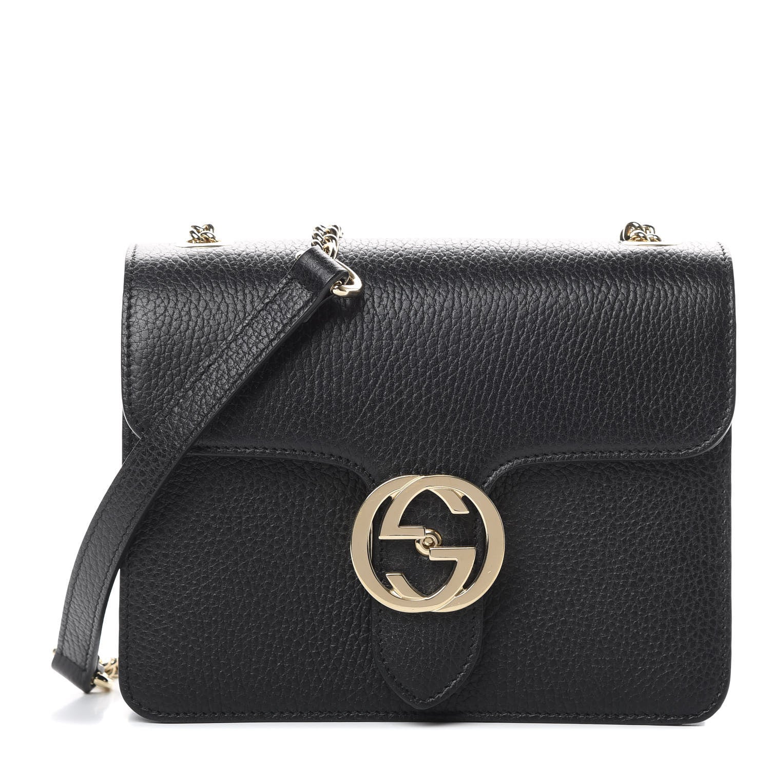 Gucci Dollar Calfskin Small Interlocking G Shoulder Bag Black 1 of 11