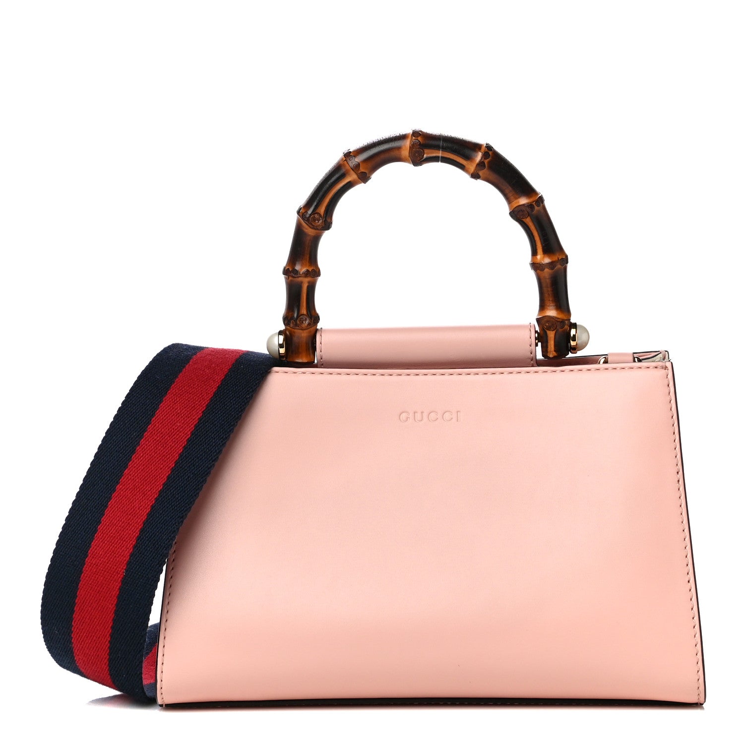 Gucci Nappa Bamboo Web Mini Nymphaea Top Handle Bag Perfect Pink Mystic White 1 of 13