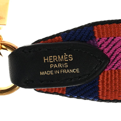Hermes Toile Swift 25mm Maxi Quadrille Shoulder Strap Saphir Anemone Capucine Black 3 of 5