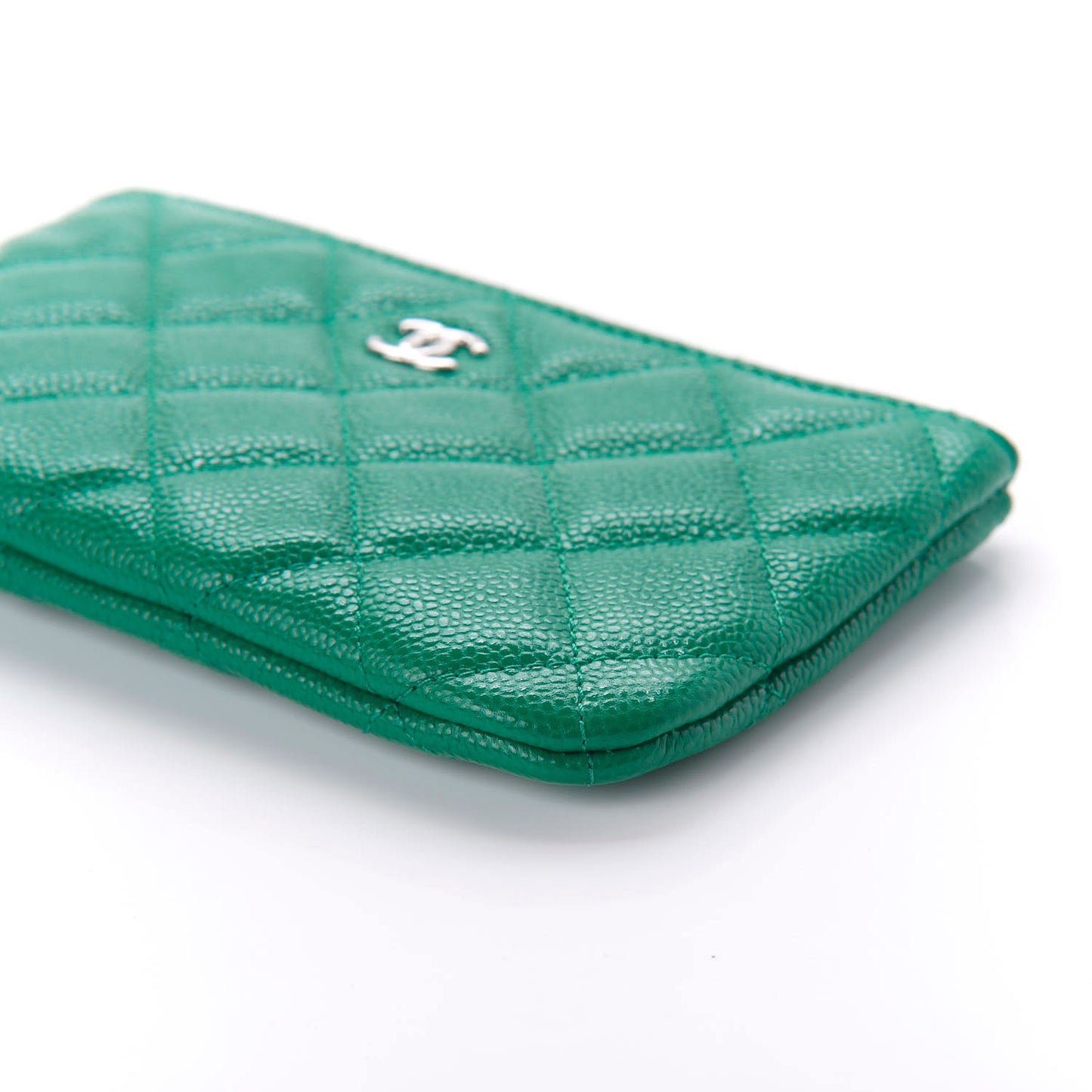 Caviar Quilted Small Cosmetic Case Green