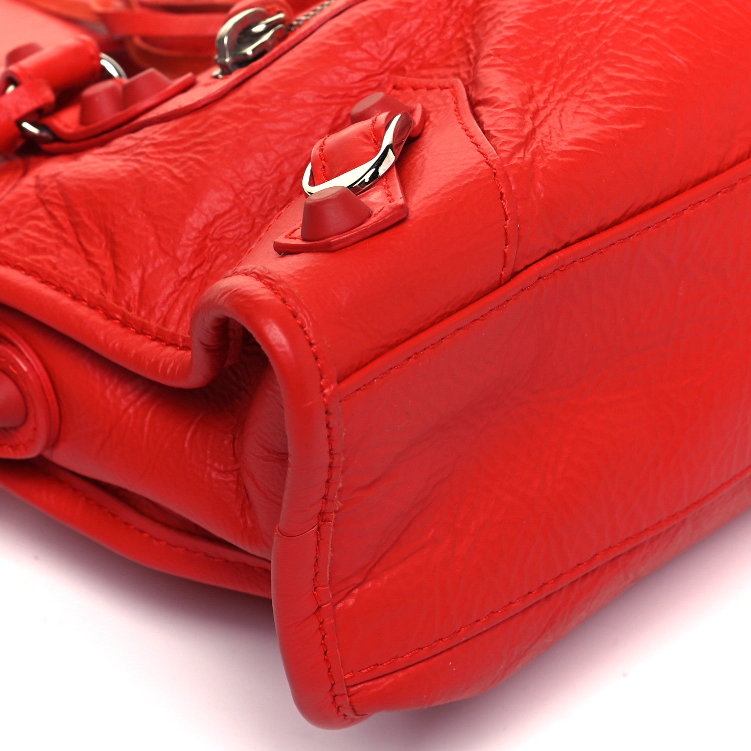 Balenciaga Matte Goatskin Rubber Covered Classic Hardware Mini City Rouge Coquelicot Rouge Braise 8 of 9