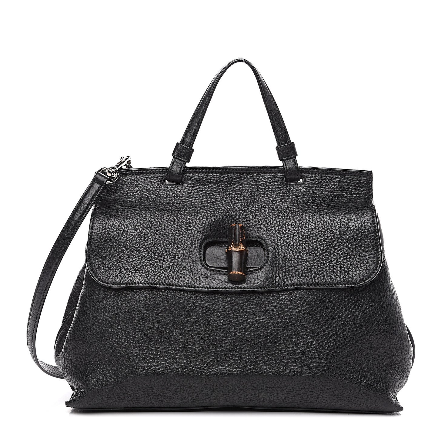 Cellarius Calfskin Medium Bamboo Daily Top Handle Bag Black