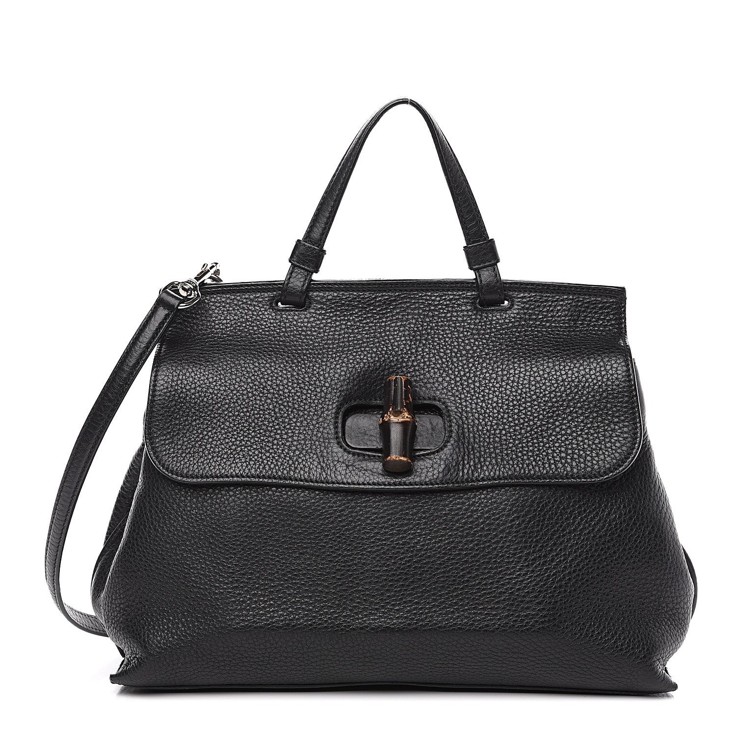 Gucci Cellarius Calfskin Medium Bamboo Daily Top Handle Bag Black 1 of 15