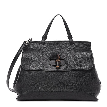 Gucci Cellarius Calfskin Medium Bamboo Daily Top Handle Bag Black 1 of 15