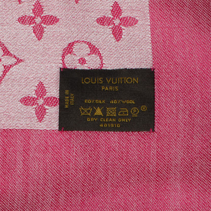 Louis Vuitton Silk Wool Monogram Denim Shawl Pivoine 5 of 5