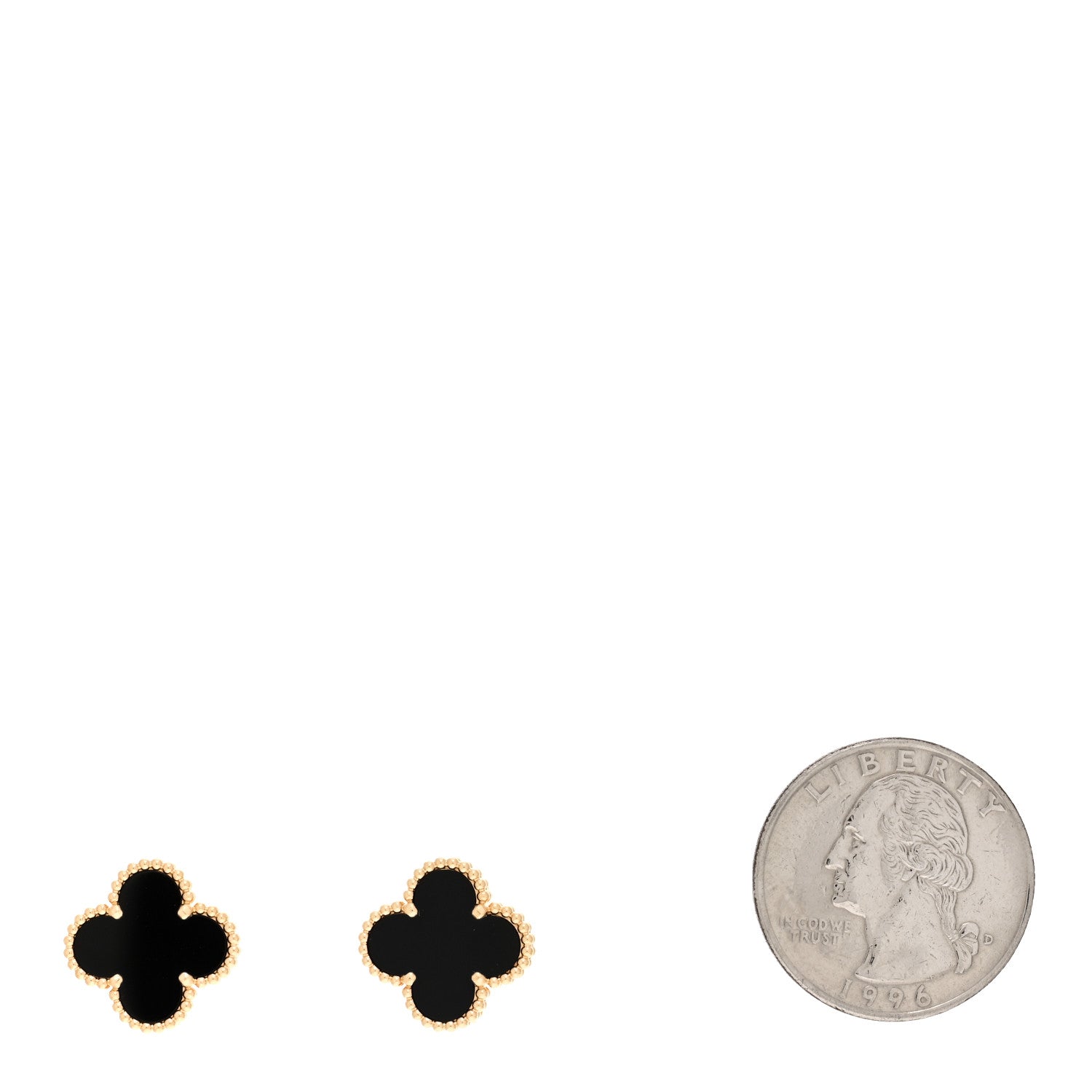 Van Cleef & Arpels 18k Yellow Gold Black Onyx Vintage Alhambra Earrings 2 of 4