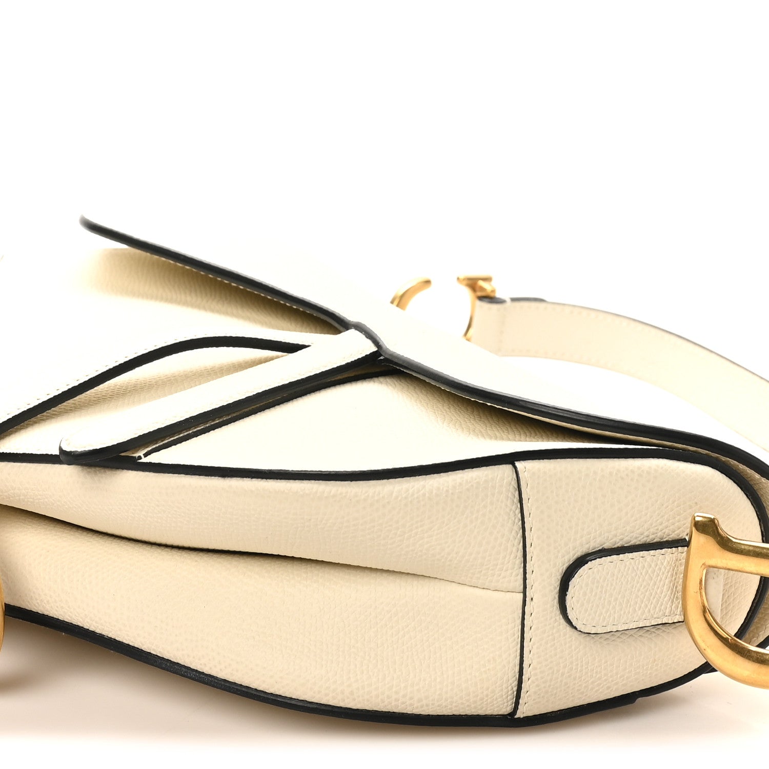 Christian Dior Grained Calfskin Saddle Bag White 10 of 10