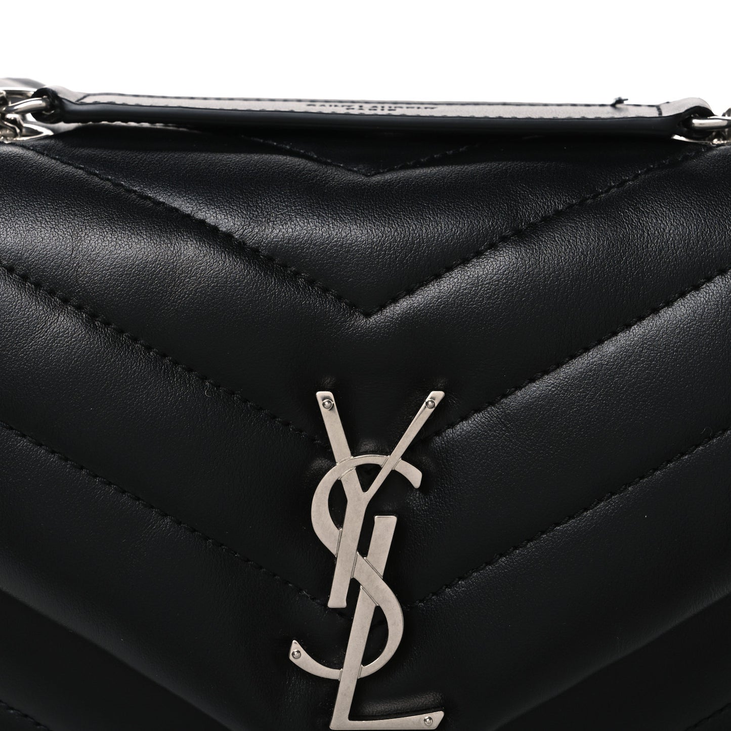 Calfskin Y Quilted Monogram Small Loulou Chain Satchel Black Black