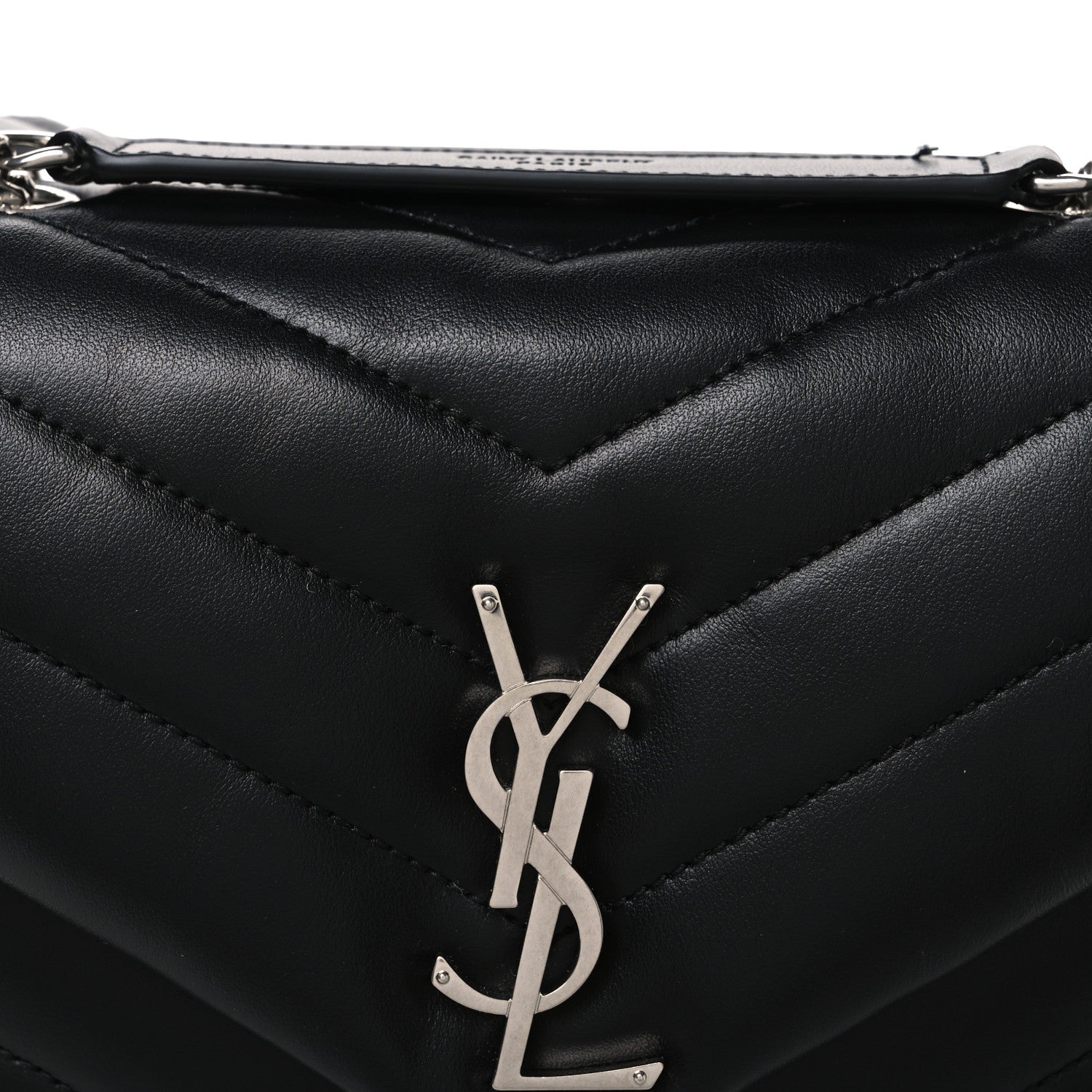 Saint Laurent Calfskin Y Quilted Monogram Small Loulou Chain Satchel Black Black 8 of 11
