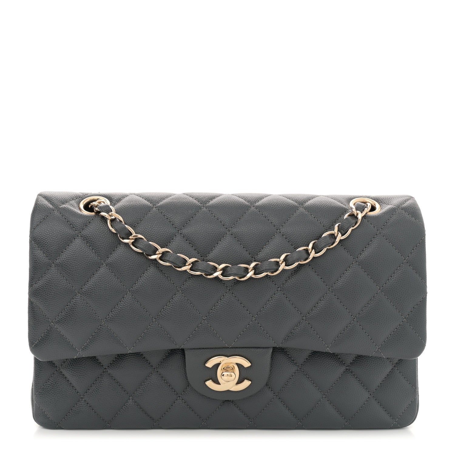 Chanel Caviar Quilted Medium Double Flap Dark Grey 1 of 11