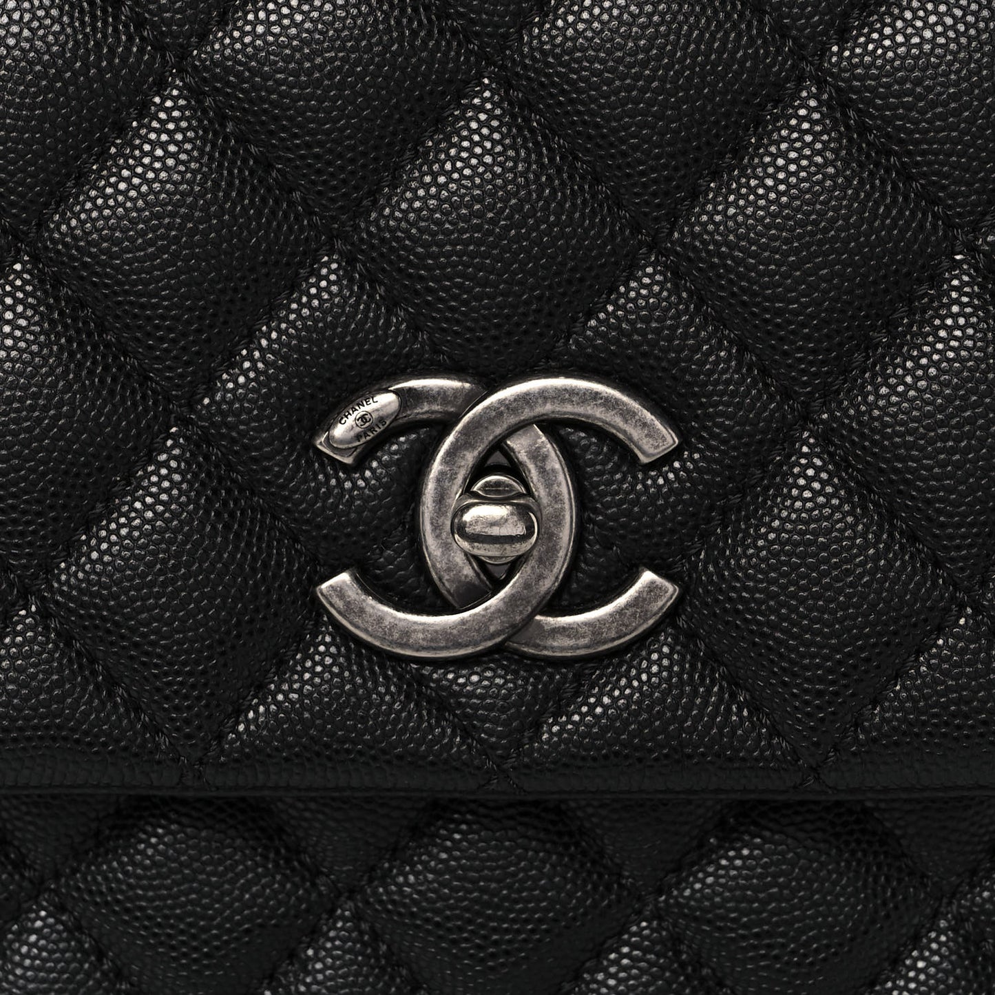 Caviar Lizard Quilted Medium Coco Handle Flap Black Green