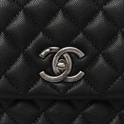 Chanel Caviar Lizard Quilted Medium Coco Handle Flap Black Green 11 of 11