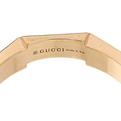 Gucci 18K Yellow Gold Diamond Enamel Link to Love Ring 54 6.75 Black 4 of 6