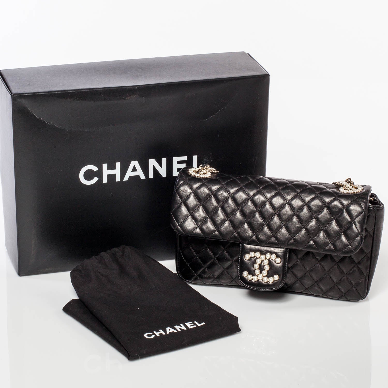 Chanel Lambskin Medium Westminster Pearl Flap Black 9 of 9