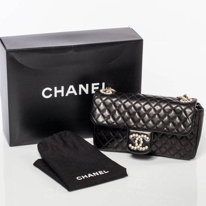 Chanel Lambskin Medium Westminster Pearl Flap Black 9 of 9