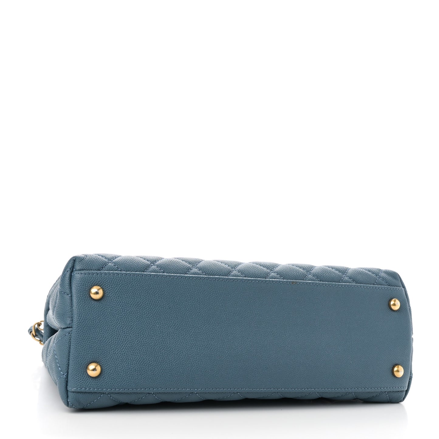 Caviar Quilted Lizard Embossed Small Coco Handle Flap Blue