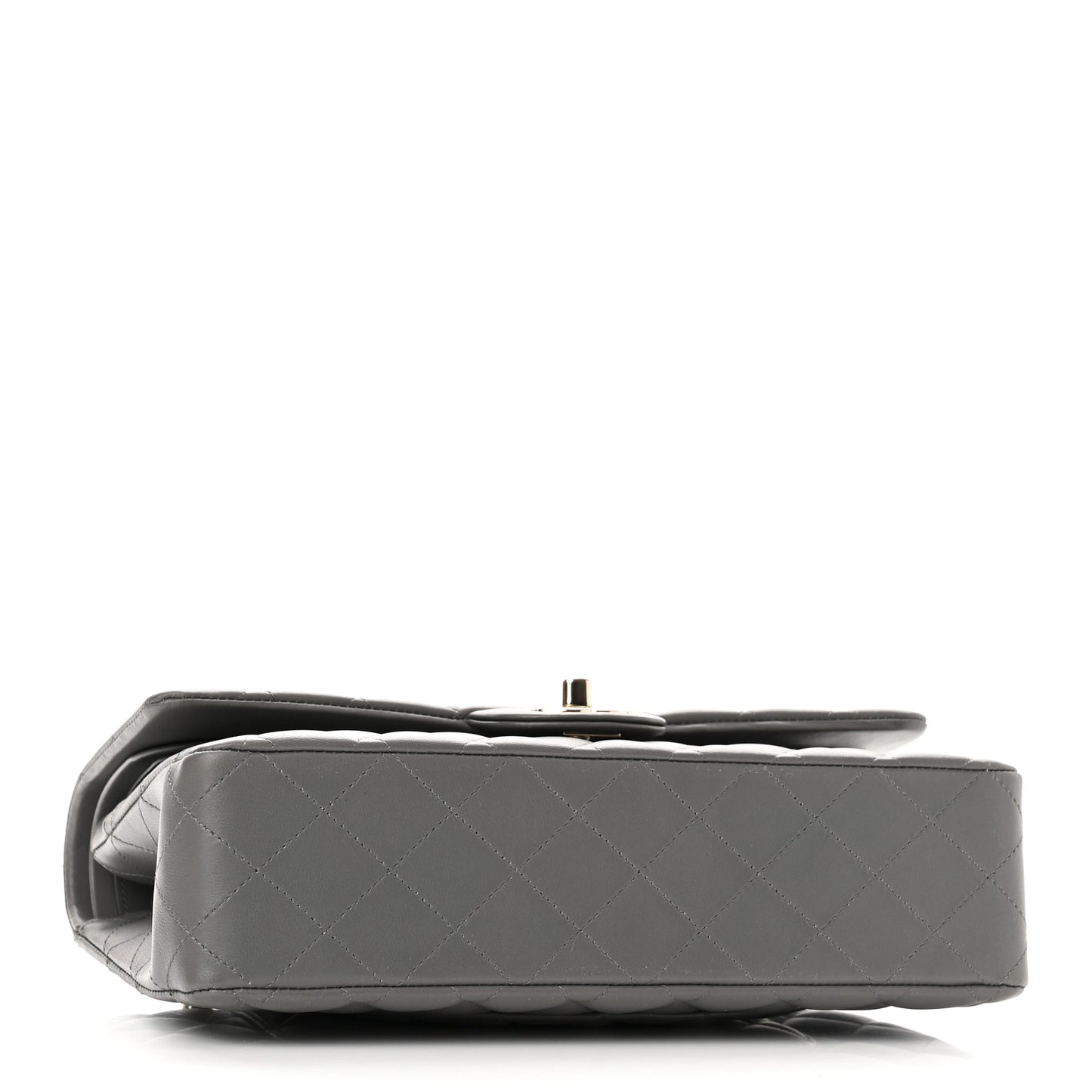 Lambskin Quilted Medium Double Flap Dark Grey