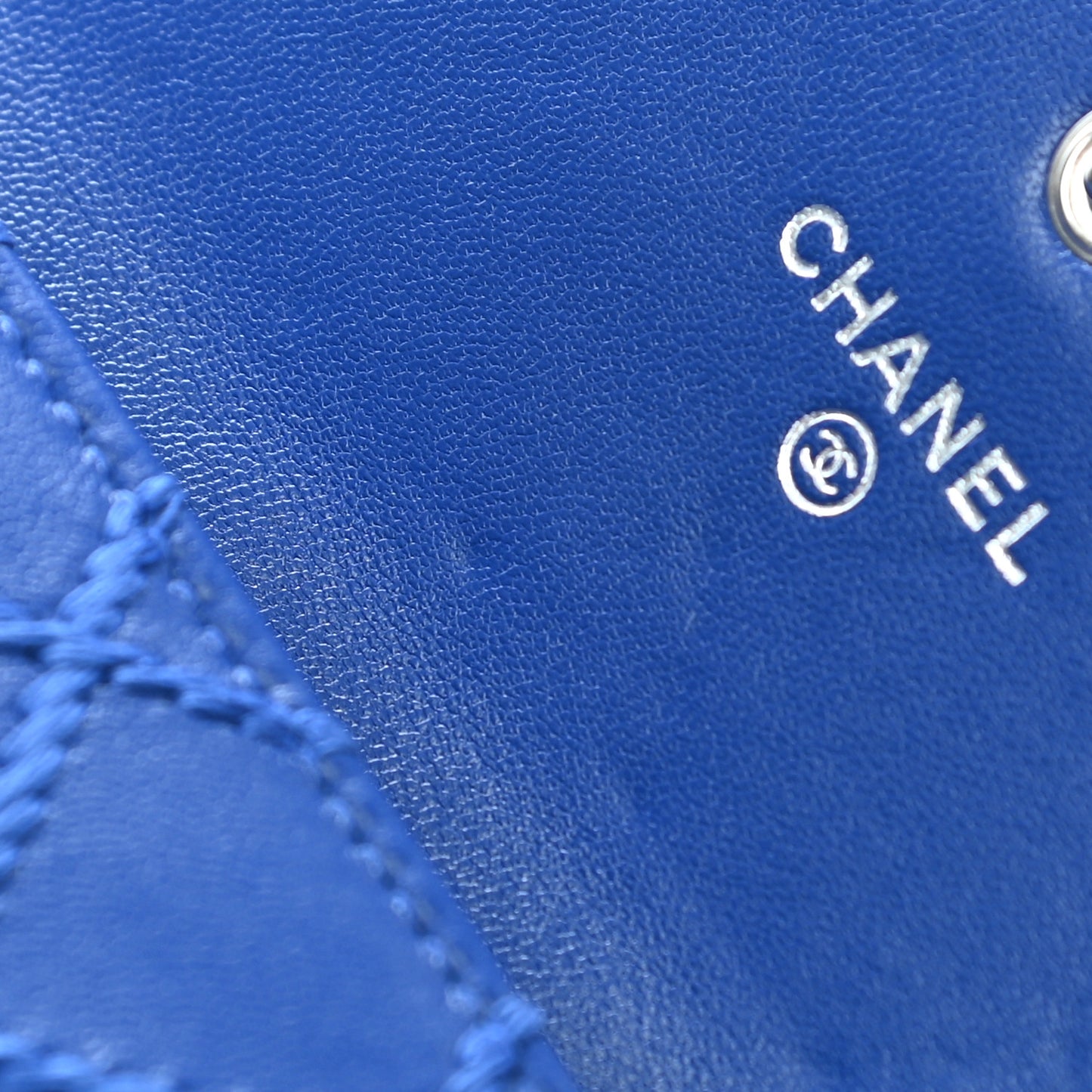 Calfskin Stitched Fancy CC Compact Flap Wallet Blue