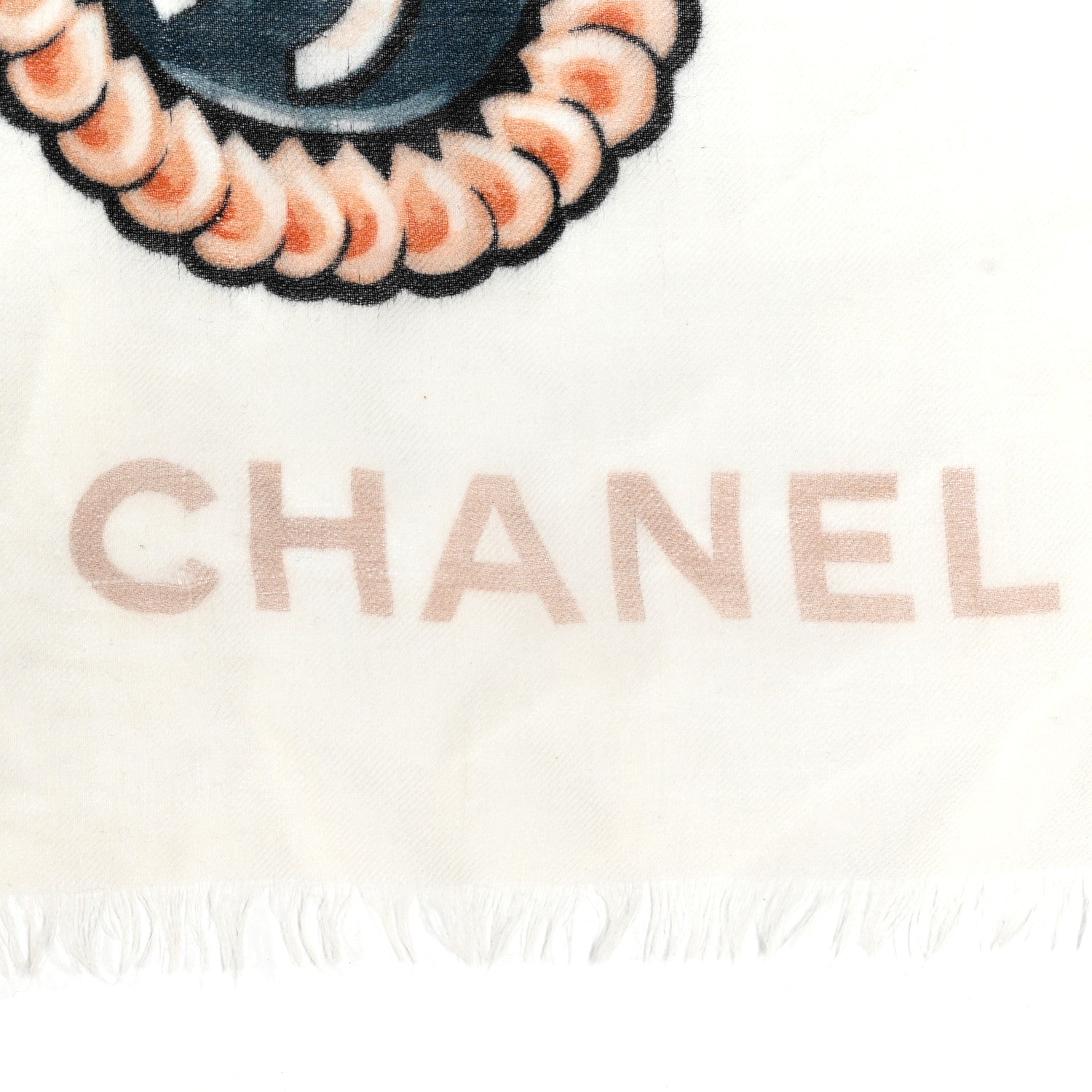 Chanel Cashmere Icons Fringe Scarf Ivory Multicolor 2 of 3