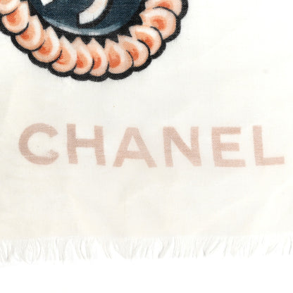 Chanel Cashmere Icons Fringe Scarf Ivory Multicolor 2 of 3