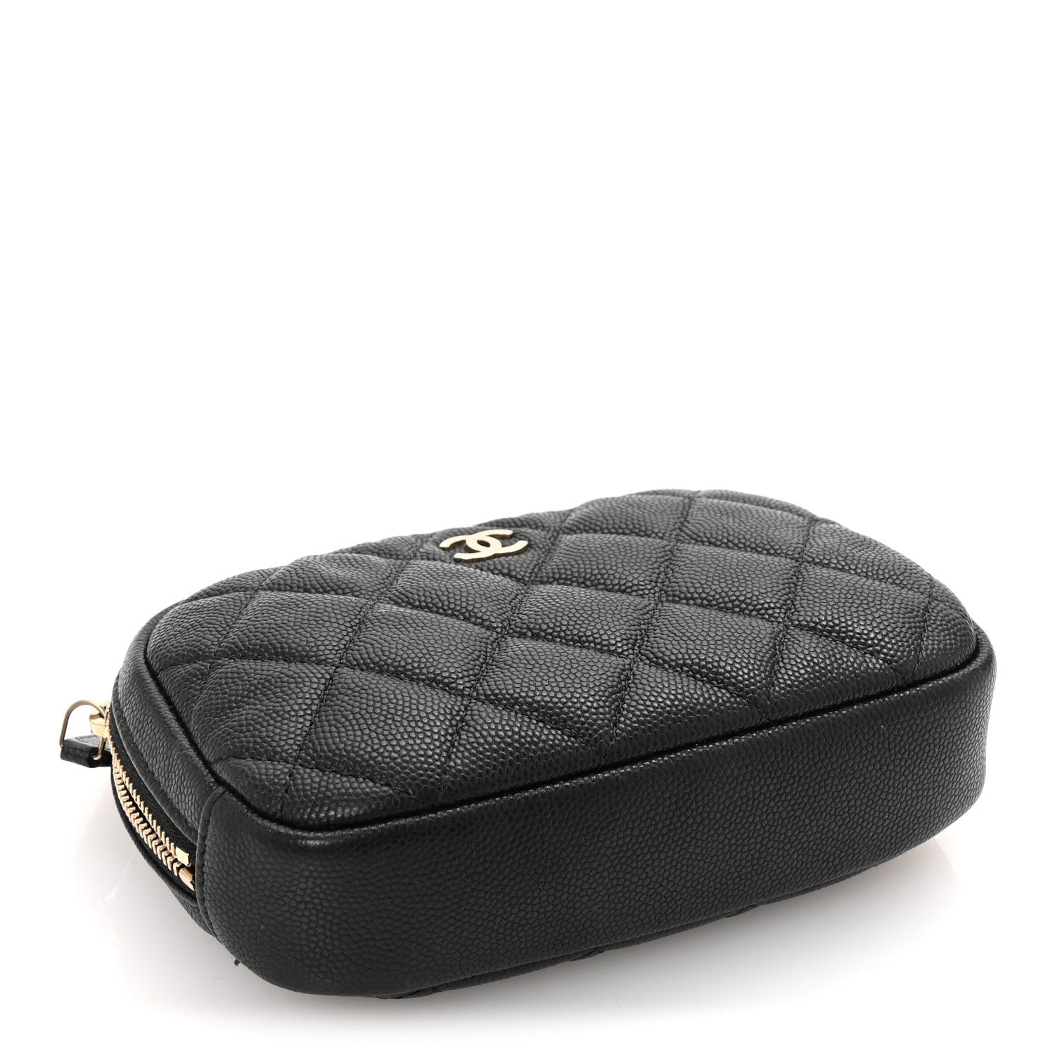 Chanel Lambskin Quilted Small Curvy Pouch Cosmetic Case Black 4 of 8
