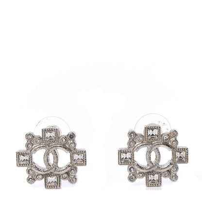 Chanel Baguette Crystal CC Earrings Silver 1 of 5