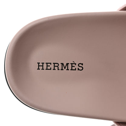 Hermes Suede Goatskin Womens Chypre Sandals 39 Rose Porcelaine 7 of 9