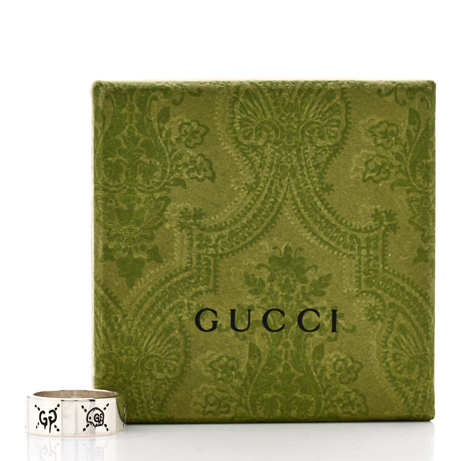 Gucci Sterling Silver GucciGhost Hamlet Skull Band Ring 63 10.5 7 of 7
