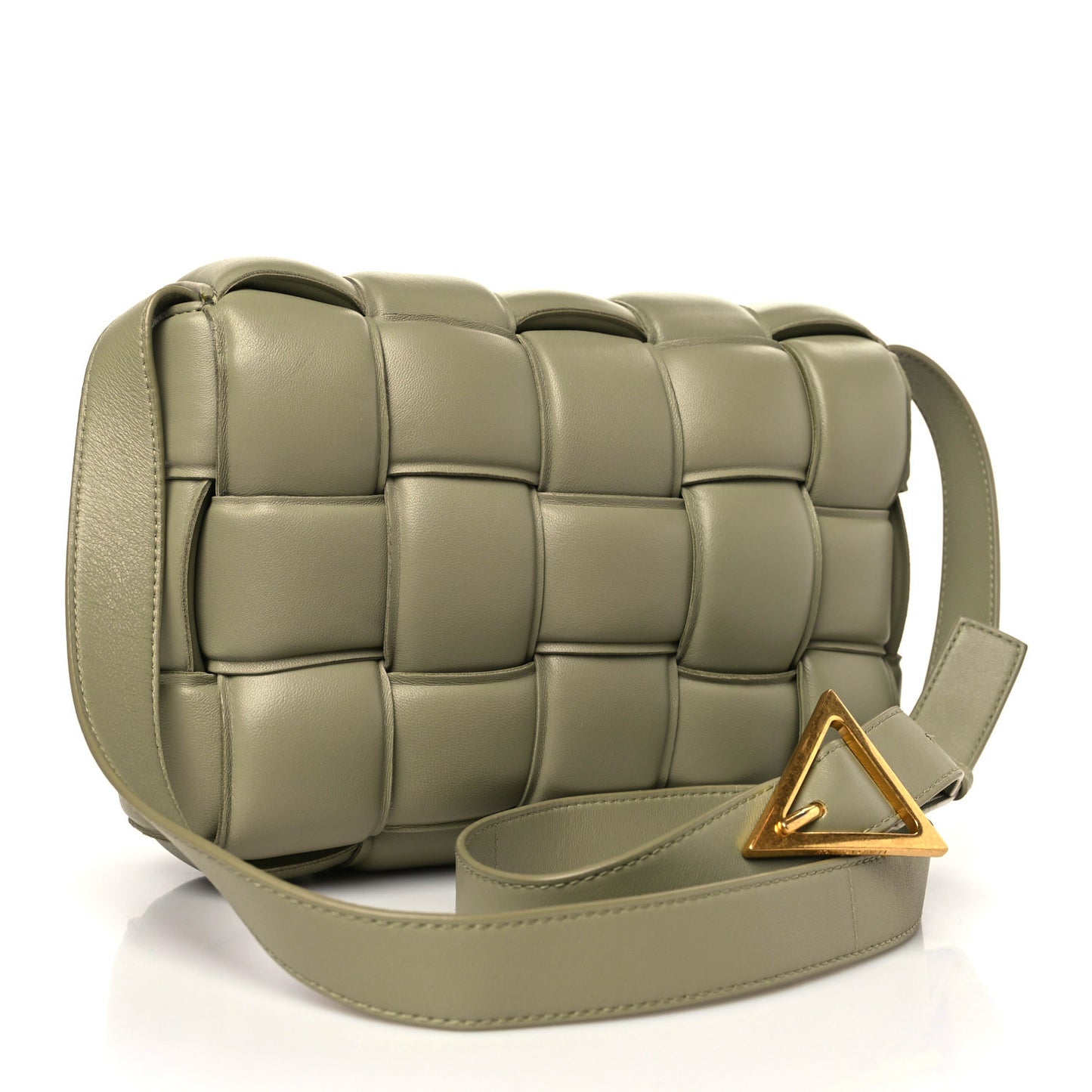 Nappa Maxi Intreccio Padded Cassette Crossbody Bag Travertine