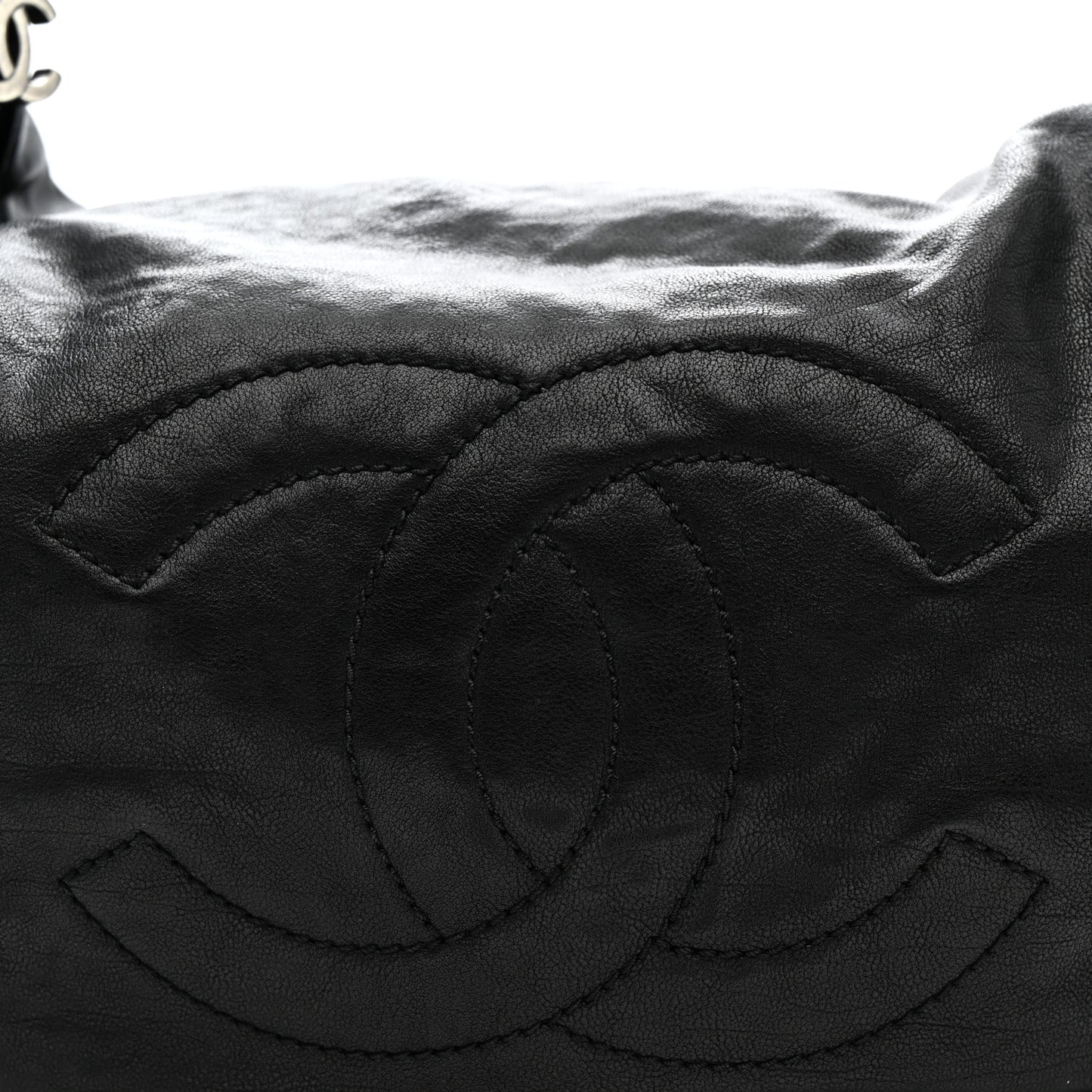 Calfskin Modern Chain Rhodoid Hobo Black