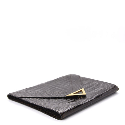 Delvaux Crocodile Envelope Clutch Brown 4 of 12