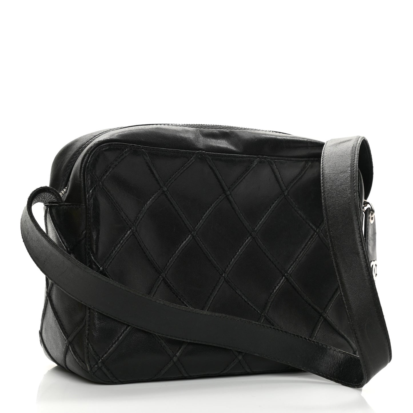 Lambskin Stitched Camera Case Black