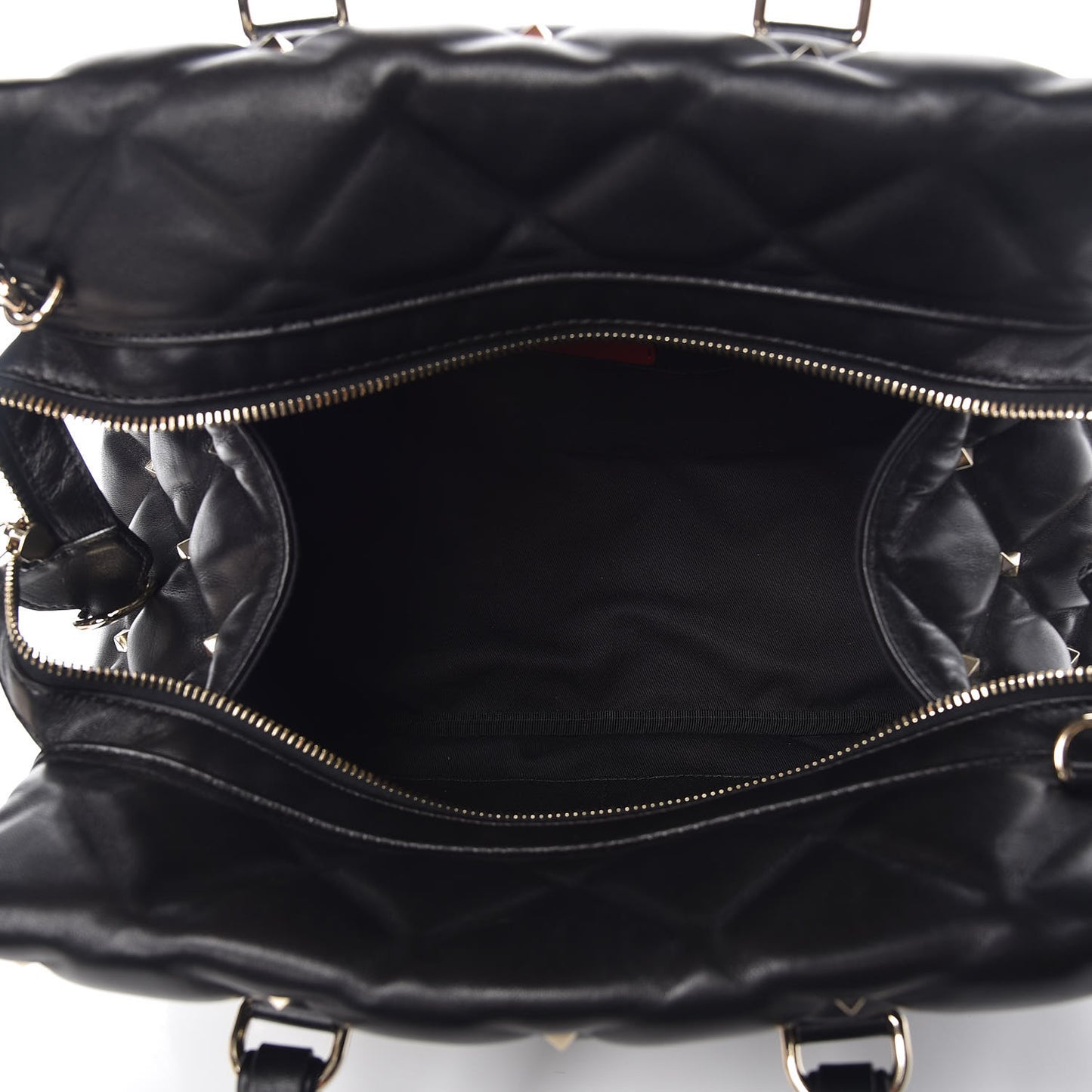 Nappa Candystud Double Handle Shoulder Bag Black