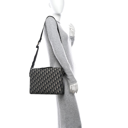 Christian Dior Oblique Jacquard Grained Calfskin Lingot Pouch Beige Black 2 of 10