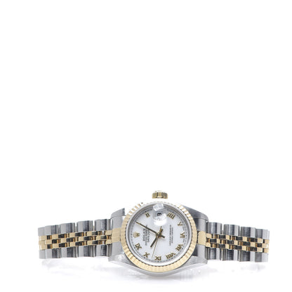Rolex Stainless Steel 18K Yellow Gold 26mm Oyster Perpetual Datejust Watch White Roman 69173 2 of 5