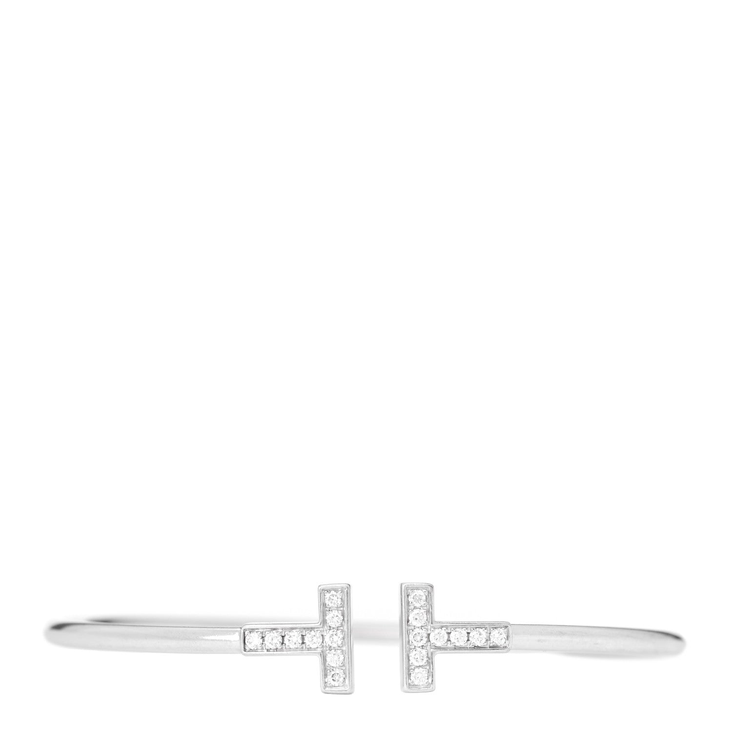 Tiffany 18K White Gold Diamond T Wire Bracelet 1 of 4