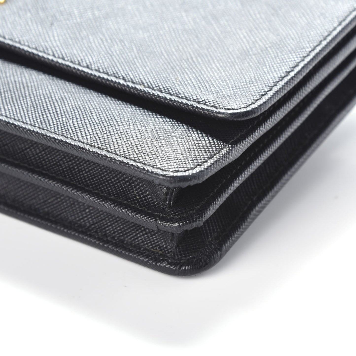 Saffiano Metal Flap Wallet With Strap Black