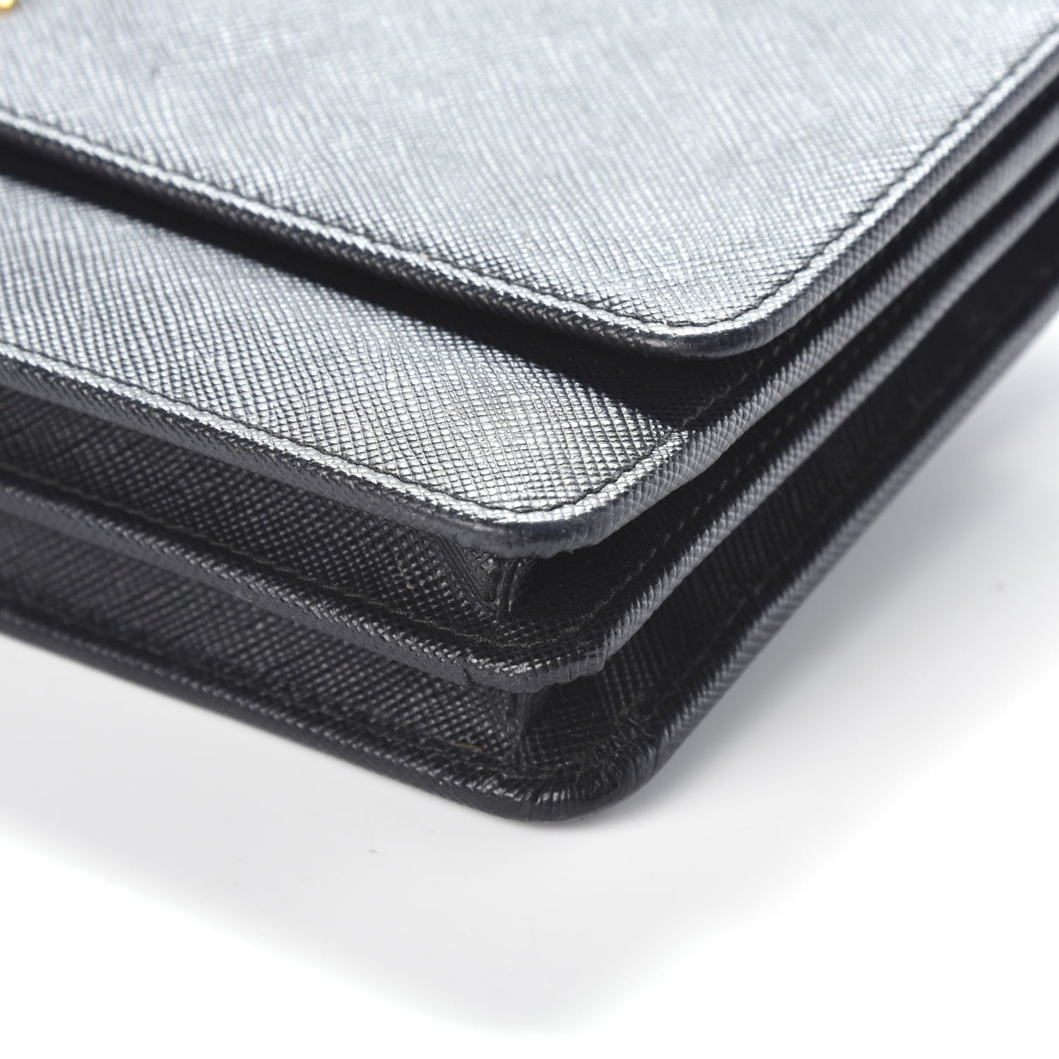 Prada Saffiano Metal Flap Wallet With Strap Black 8 of 9