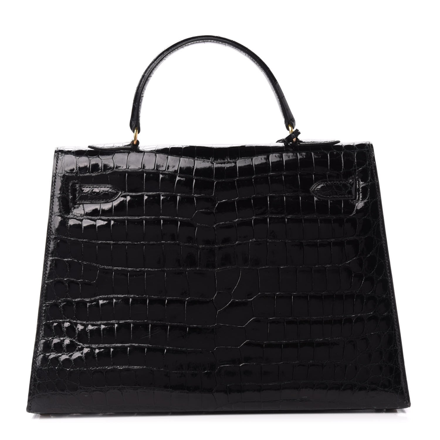 Hermes Shiny Crocodile Kelly Sellier 32 Black 4 of 33