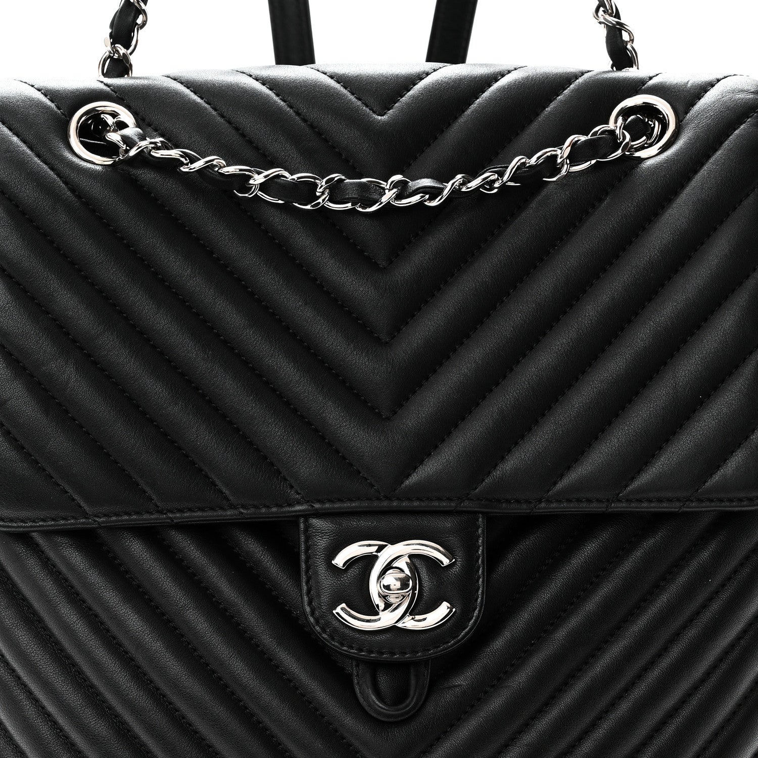 Chanel Calfskin Chevron Quilted Large Urban Spirit Backpack Black 8 of 10