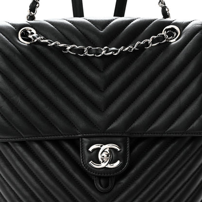 Chanel Calfskin Chevron Quilted Large Urban Spirit Backpack Black 8 of 10