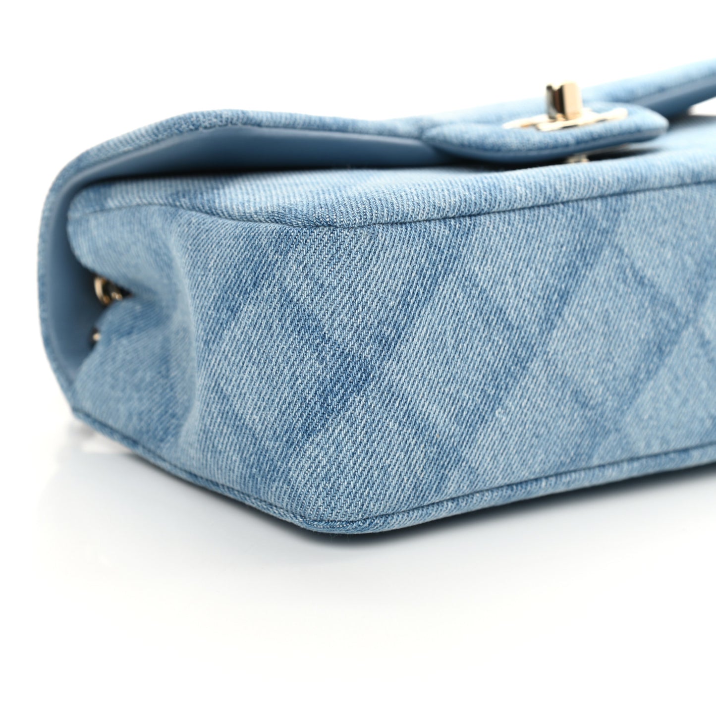Denim Quilt Print Mini Rectangular Flap Light Blue