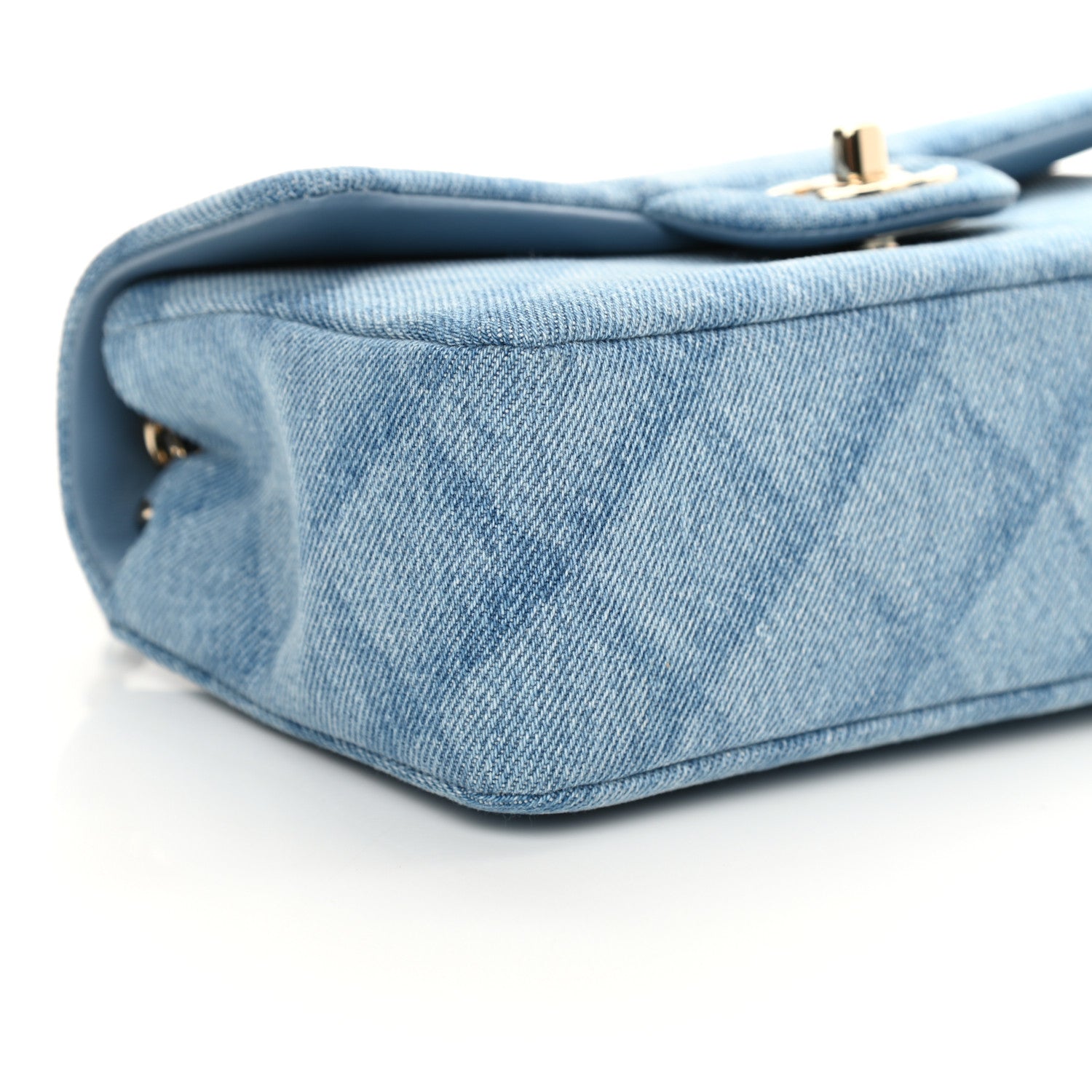 Chanel Denim Quilt Print Mini Rectangular Flap Light Blue 9 of 13