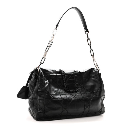 Christian Dior Lambskin Cannage Large Ruffle New Lock Flap Black 3 of 10