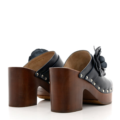 Chanel Calfskin Camellia Clogs 41 Navy 4 of 12