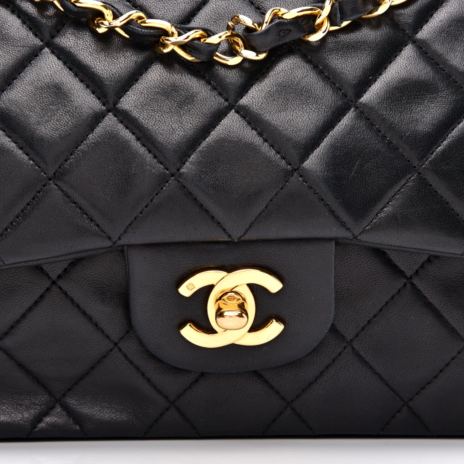 Chanel Lambskin Quilted Medium Double Flap Black 10 of 10